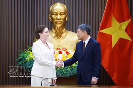 Prime Minister Le Minh Hung (right) receives New Zealand Ambassador to Vietnam Caroline Beresford at their meeting in Hanoi on July 30, 2026. (Photo: VNA)