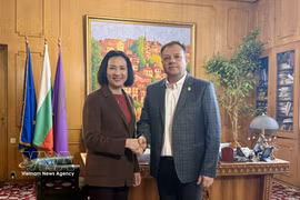 Vietnamese Ambassador to Bulgaria Nguyen Thi Minh Nguyet (left) meets with Daniel Pano, Mayor of Veliko Tarnovo city. (Photo: VNA)