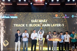 A project on national diploma and certificate management platform by team KMASC, wins the top prize for Blockchain Layer 1. (Photo: VNA)