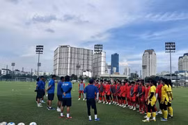 The Vietnamese team gather for training ahead of the AFC U17 Women Asian Cup 2026 finals. (Photo: Vietnam Football Federation)