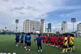 The Vietnamese team gather for training ahead of the AFC U17 Women Asian Cup 2026 finals. (Photo: Vietnam Football Federation)