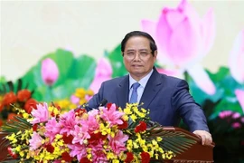 PM Pham Minh Chinh speaks at the 4th Party Congress of Petrovietnam for the 2025-2030 tenure. (Photo: VNA)