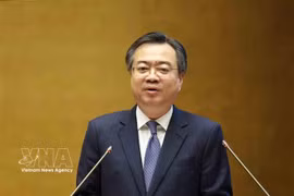 Politburo member, Secretary of the Party Central Committee and Chairman of its Commission for Policies and Strategies Nguyen Thanh Nghi speaks at the national conference disseminating and implementing the Resolution of the 14th National Party Congress in Hanoi on February 7. (Photo: VNA)