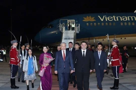 A welcome ceremony at the airport (Photo: VNA)