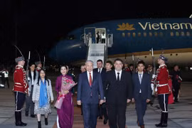 A welcome ceremony at the airport (Photo: VNA)