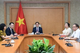Deputy Prime Minister Bui Thanh Son (C) holds a phone call with Kaja Kallas, Vice President of the European Commission and EU High Representative for Foreign Affairs and Security Policy (Photo: VNA)