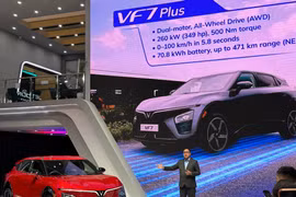 VinFast's VF7 electric car model is introduced in the Indonesian market. (Photo: VNA)