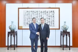 Vietnamese Ambassador to China Pham Thanh Binh (left) and Chairman of the China Council for the Promotion of International Trade Ren Hongbin. (Photo: VNA)