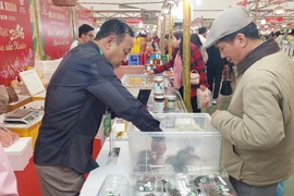 Customers shop at the "Vietnamese Agricultural Products - Spreading the Colors of Spring" zone of the Ministry of Agriculture and Environment (Photo: VNA)