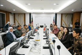 The meeting between Malaysian Minister of Economy Akmal Nasrullah Mohd Nasir and Singaporean Minister for National Development Chee Hong Tat on January 29. (Photo: VNA)