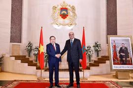 Chairman of the Vietnamese National Assembly Tran Thanh Man (L) meets with President of the Moroccan House of Councillors Mohamed Ould Errachid in Rabat on July 25. (Photo: VNA)