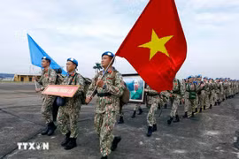 The Vietnamese peacekeeping force departs from Noi Bai International Airport (Hanoi) to carry out their mission at the United Nations Interim Security Force for Abyei (UNISFA). Illustrative image (Photo: VNA)