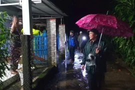 Vice Chairman of the People's Committee of Da Nang Tran Nam Hung inspects flood-hit areas in Tra My commune (Photo: VNA)