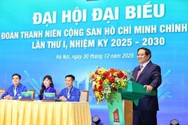 Prime Minister Pham Minh Chinh delivers a keynote address at the first Congress of the Ho Chi Minh Communist Youth Union of the Government for the 2025–2030 term on December 30, 2025. (Photo: VNA)
