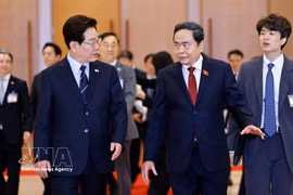 National Assembly Chairman Tran Thanh Man (right) meets with President of the Republic of Korea (RoK) Lee Jae Myung. (Photo: VNA)