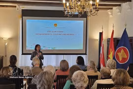 Vietnamese Ambassador to Denmark Nguyen Le Thanh speaks at the event. (Photo: VNA)