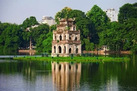 Turtle Tower in the middle of Hoan Kiem Lake (Sword Lake) in Hanoi's downtown. It is one of the most iconic, symbolic and most recognisable pieces of architecture representing Hanoi and the entirety of Vietnam. (Photo: hanoimoi.vn)