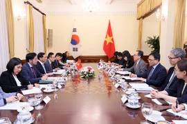 The talks between Vietnamese Deputy Prime Minister and Minister of Foreign Affairs Bui Thanh Son and the RoK's Minister of Foreign Affairs Cho Tae-yul in Hanoi on April 15. (Photo: VNA)