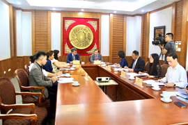 A working session between Deputy Minister of Culture, Sports and Tourism Ta Quang Dong (centre, right) and UNESCO representative to Vietnam Jonathan Wallace Baker (Photo: baovanhoa.vn)