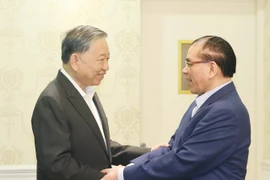 Party General Secretary To Lam (L) and former Party General Secretary Nong Duc Manh. (Photo: VNA)