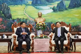 Lao Party General Secretary and President of Laos Thongloun Sisoulith and Vietnamese Deputy Prime Minister Nguyen Chi Dung (L) at their meeting in Vientiane on July 9 (Photo: VNA)