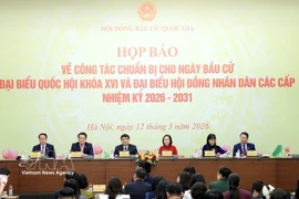 The National Election Council on March 12 holds a press conference on the preparations for the election of deputies to the 16th National Assembly and People's Councils at all levels for the 2026-2031 term. (Photo: VNA)