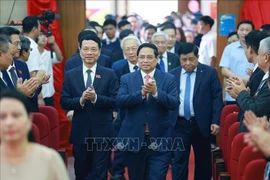 Prime Minister Pham Minh Chinh (C) welcomed at the first congress of the Ministry of Science and Technology’s Party organisation for the 2025–2030 term. (Photo: VNA)
