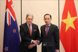 Vietnamese Minister of Foreign Affairs Le Hoai Trung (R) and his New Zealand counterpart Winston Peters (Photo: VNA)