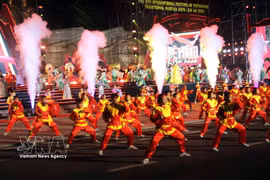 A mass performance of Vietnam's traditional martial arts during the festival's opening ceremony in Gia Lai on August 2, 2026. (Photo: VNA)
