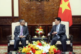 State President Luong Cuong (R) receives Indonesian Ambassador Denny Abdi on October 27. (Photo: VNA)