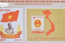 The special postage stamp set marking the 80th anniversary of Vietnam’s National Day (Photo: VOV)