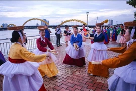Artists from the Republic of Korea perform in a cultural exchange with local residents and visitors in Da Nang. (Photo: VNA) 