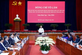 Party General Secretary To Lam speaks at the working session (Photo: VNA)