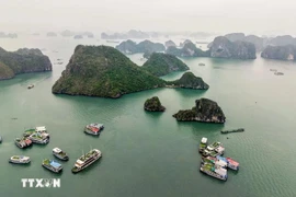 The natural scenery of Ha Long Bay attracts many tourists to visit and explore. (Photo: VNA)