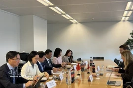 The Vietnamese delegation and representatives of Switzerland discuss key issues during the 19th round of negotiations for the Free Trade Agreement (FTA) between Vietnam and the European Free Trade Association. (Photo: VNA)