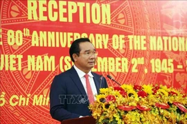 Nguyen Van Duoc, Deputy Secretary of the Party Committee and Chairman of the People’s Committee of HCM City, speaks at the diplomatic reception on August 19. (Photo: VNA)