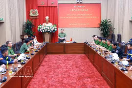 At the departure ceremony in Hanoi on June 28 for a 41-member search and rescue team from the Ministry of Public Security heading to Venezuela. (Photo: VNA)