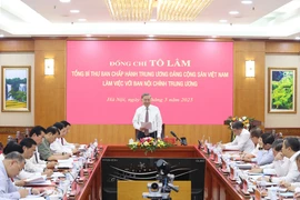 Party General Secretary To Lam speaks at the meeting with Party Central Committee's Commission for Internal Affairs. (Photo: VNA)