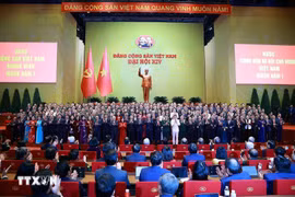 The new Central Committee of the Communist Party of Vietnam make debut at the 14th National Congress. (Photo: VNA)