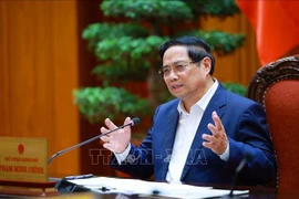 Prime Minister Pham Minh speaks at the working session. (Photo: VNA)