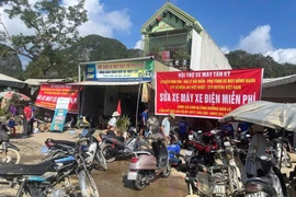 At the Roi junction in Tan Ky, hundreds of motorbikes line up patiently each day, waiting their turn to be “treated.” (Photo: VNA)