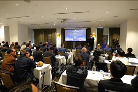 Minister of Industry and Trade Nguyen Hong Dien speaks at the forum of Vietnamese entrepreneurs in Australia, in Melbourne on November 19. (Photo: VNA)