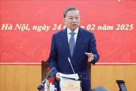 Party General Secretary To Lam addresses the working session with the Party Central Committee's Commission for Policies and Strategies on February 24. (Photo: VNA)