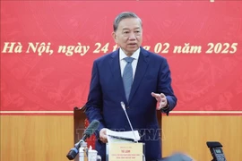 Party General Secretary To Lam addresses the working session with the Party Central Committee's Commission for Policies and Strategies on February 24. (Photo: VNA)