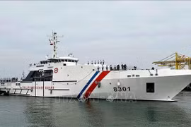 The vessel BRP Gabriela Silang of the Philippine Coast Guard docks at Tien Sa port. (Photo: VNA)