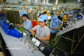 Manufacturing electrical and electronic components at Minda Vietnam Automotive Co., Ltd, an Indian-invested company in Phu Tho province. ( File Photo: VNA)