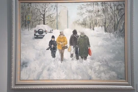 A painting by artist Claudie Van on display at the exhibition (Photo: VNA)