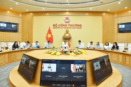 Deputy Minister of Industry and Trade Nguyen Sinh Nhat Tan holds a virtual call with Deputy US Trade Representative Bryan R. Switzer on October 14. (Photo: moit.gov.vn)