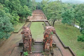 A view of an entrance road leading from the K Tower to the central area of the Mỹ Sơn Sanctuary. It would be a sacred road of Hindu Deities during the Champa Kingdom from previous centuries. (Photo courtesy of My Son Sanctuary's management board)