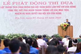 Prime Minister Pham Minh Chinh launches an emulation campaign to celebrate the 14th National Party Congress, the election of deputies to the 16th National Assembly and People’s Councils at all levels for the 2026–2031 tenure (Photo: VNA)